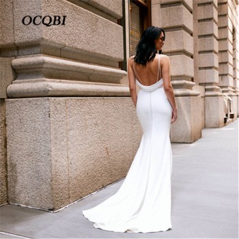 Vintage Party Dresses Elegant Backless Sexy White Maxi Wedding Dress Floor Length